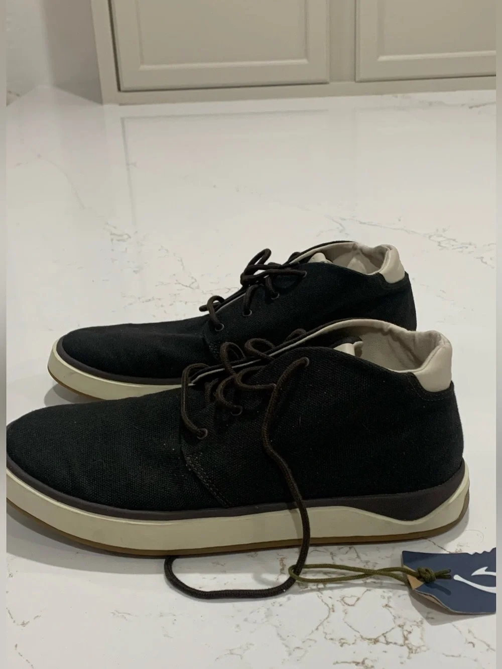 Olukai Papaku 'Ili Chukka Boots Darkwood Brown Waxed Canvas Shoes Size 10.5